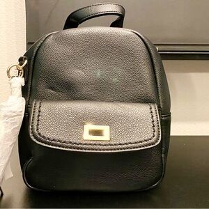 Women Mini Pebble Leather Backpack Crossbody Bag Purse Black w/Gold Hardware NWT